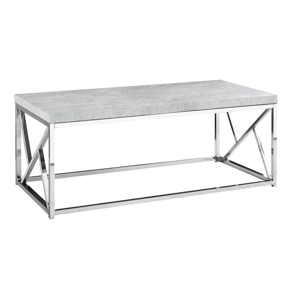 Coffee Table - Grey Cement With Chrome Metal, Monarch Specialties, Mfr#: I 3375